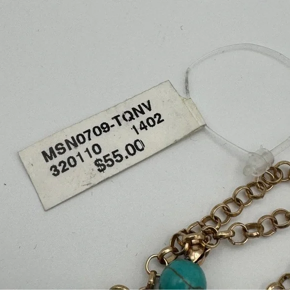 Multi Strand Blue & Turquoise Beaded Statement Necklace NWT - Picture 2 of 6